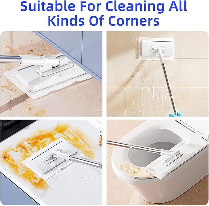 Mini Sweeper Mop No-Touch Dirty Cleaning Flat Dust Mop for Dry Wet Disposable Pads, Multi Surface Mop Floor Mopping and Sweeping Cleaning Head for Kitchen Wall Bathroom Toilet Corners Window