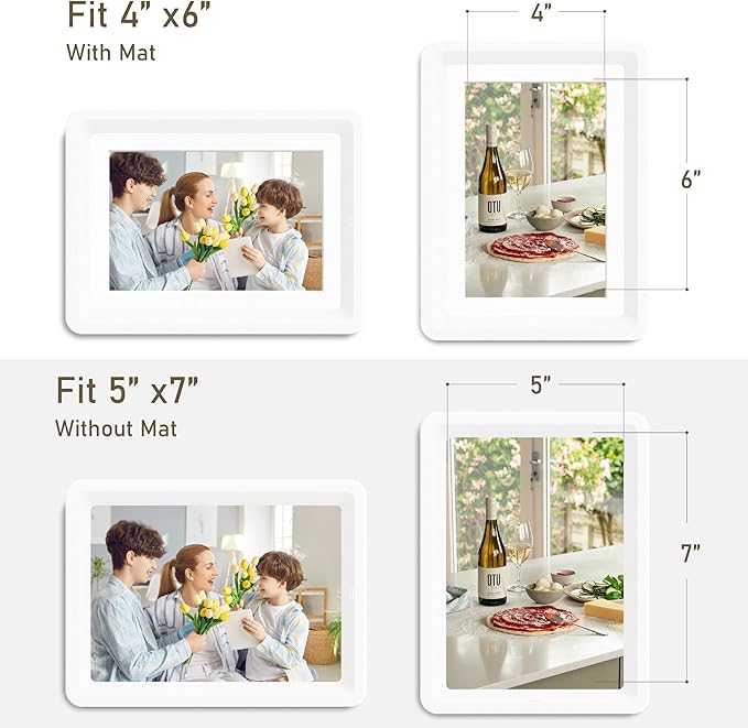 1-Pack 5x7 Picture Frame or 4x6 with Mat – Shatterproof Plastic Photo Frame for Family, Nursery, and Playroom, Wall & Tabletop Picture Frames for Home, Office, Safe & Lightweight Design in White