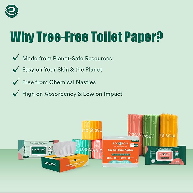 Eco Soul Premium Bamboo Toilet Paper 3 Ply | 24 Mega Rolls | 300 Sheets Each | FSC Certified Hypoallergenic, Textured & Skin-Friendly Septic-Safe Soft Bathroom Tissue Eco-Friendly Chemical & Dye Free
