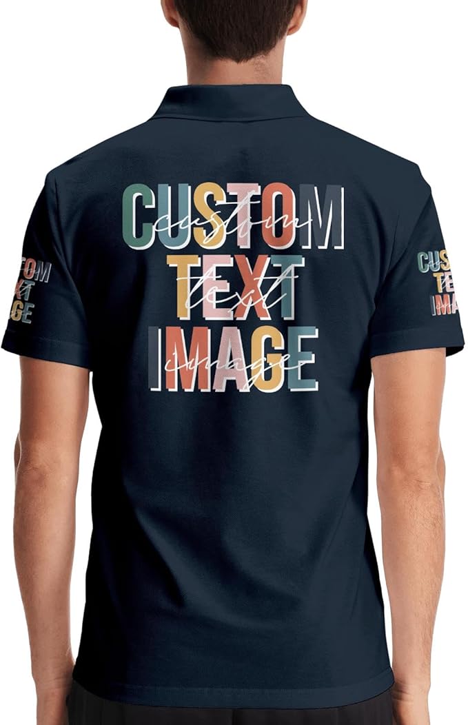 Personalised Polo Shirt Custom Work Shirts for Men Women Printed Text or Logo Working Top, Casual Wear, and Sports Teams