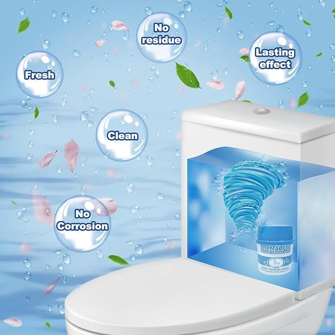 TheMadFox Toilet Bowl Cleaner 6 Bottles,Long-Lasting Toilet Tank Cleaner,Automatic Toilet Bowl Cleaner Tablets in Bottles for Tank Bathroom Powerful Cleaning Easy to Use,Up to 12 Months Total