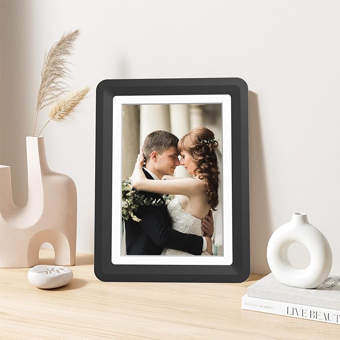 1-Pack 5x7 Picture Frame or 4x6 with Mat – Shatterproof Plastic Photo Frame for Family, Nursery, and Playroom, Wall & Tabletop Picture Frames for Home, Office, Safe & Lightweight Design in Black