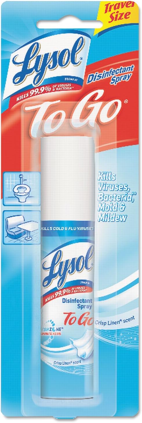 Lysol Disinfectant Spray to Go, Crisp Linen, 1 Ounce (Pack of 8)