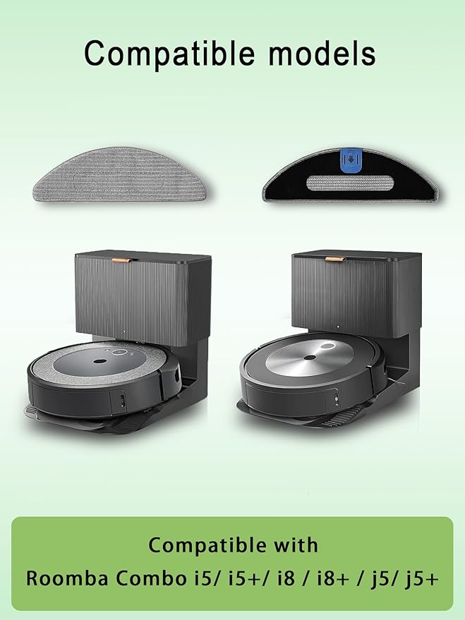 E-HAO Vacuum Replacement Parts for iRobot Roomba Combo i3, i3+, i5, i5+, i8, i8+, j5, j5+ models, 1 set Rubber Roller, 3 Reusable Mopping Pads, 3 HEPA Filters and 3 Edge-Sweeping Brushes
