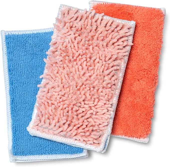 Don Aslett’s Scrub & Switch Combo Set | Dual-Sided Scrub, Clean, and Polish Sponges Included | Handheld Tool for Extra Scrubbing Power | Reusable and Machine Washable | 2-Pack