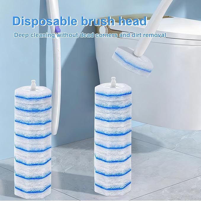 ZEELONA 50 Count Toilet Wand Refills Wand Disposable Toilet Brush Heads Compatible with Most Toilet Brushes for Toilet and Bathroom Cleaning