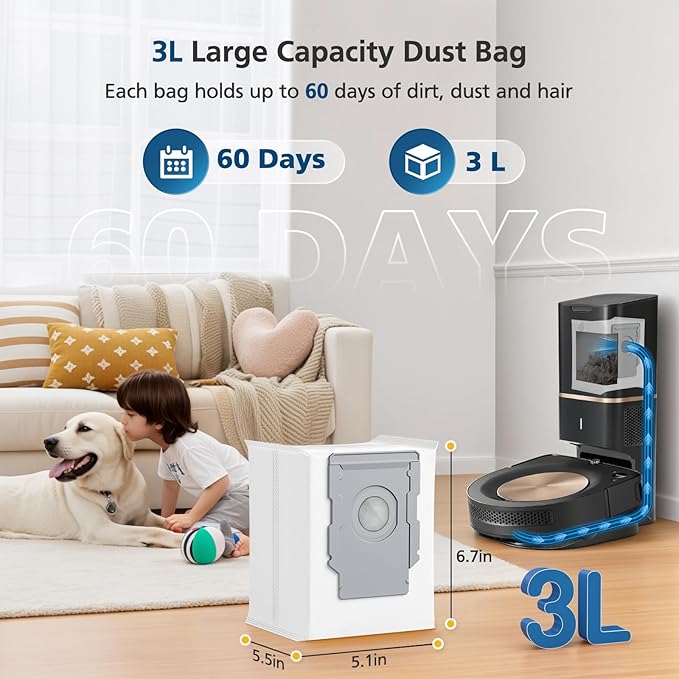 16 Pack Vacuum Bags for iRobot Roomba 104, 105, 405, 504, 505, 705, i7+, i8+, i3+, i4+, i5+, i6+, j5+, j6+, j7+, j8+, j9+, s9+, Combo10 Max, Roomba Replacement Bgs for all Clean Base models