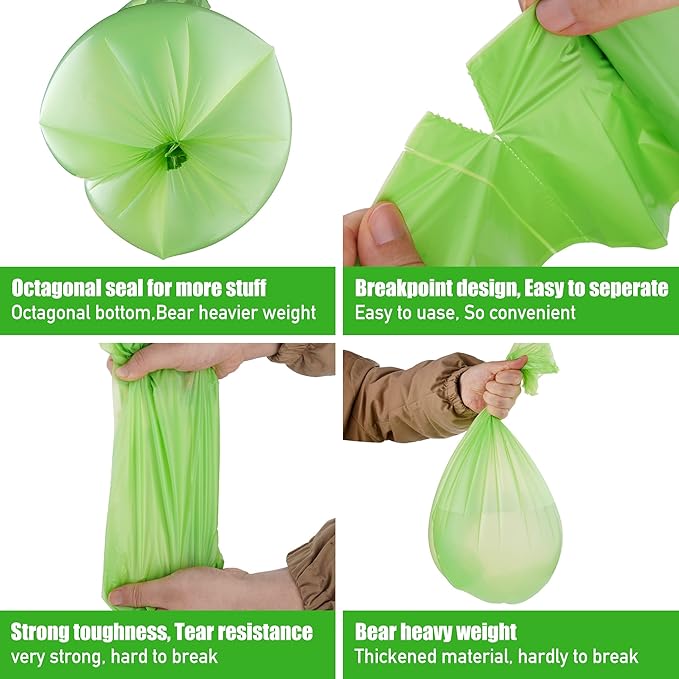 JENCENBIO Compost Bags, 5 Gallon, 20Liter, Extra Thick 0.78 Mils, Biodegradable Food scrap waste bags with US BPI ASTM D6400 and Europe OK Compost Home Certified