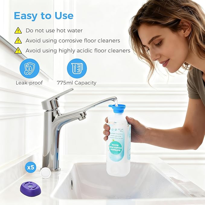 Ndoge Power Mop Refillable Bottle for Swiffer PowerMop Multi-Surface Mop, 775ML /26 FL OZ Leak-Proof HDPE Refillable Bottle Solution Powermop Reusable Solution Container Replacement