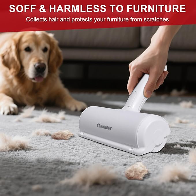 Cornnpet Roller Pet Hair Removal Tool – Reusable Lint Roller for Dogs & Cats – Self-Cleaning Fur Remover Brush - Portable, Multi-Surface Fur Removal Tool - Glove Brush and Pet Hair Extra Sticky Roller