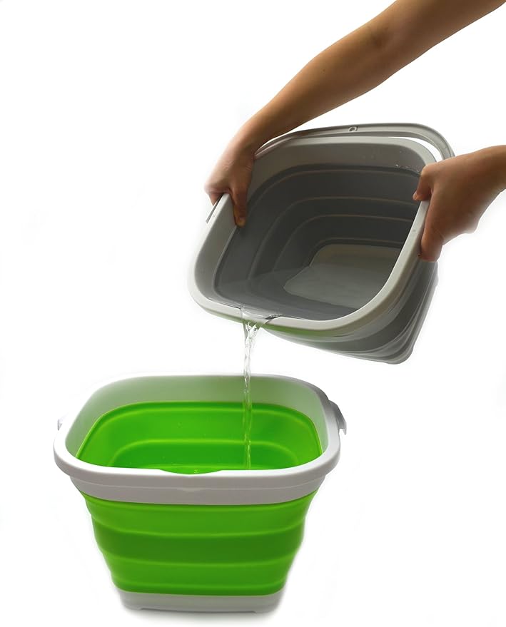 SAMMART 11L (2.9 Gallon) Collapsible Rectangular Handy Bucket/Tub(1, Grey)