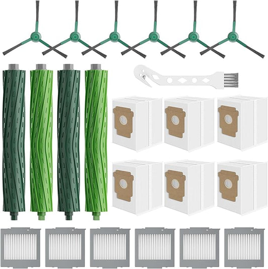 Leemone 23 Pcs Replacement Parts for iRobot Roomba Max 705 Vac & Plus 504 Vac Robot Vacuum, 705 Accessories Kit with 4 Main Roller Brushes, 6 Dust Bags, 6 Filters, 6 Side Brushes, 1 Cleaning Brush