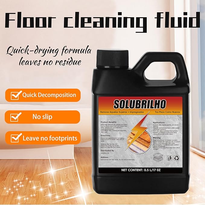 Tile Cleaner, Original Floor Cleaner Black Bottle, 0.5L Multipurpose Powerful Stain Removing Liquid, Stone and Tile Polishing Cleaner for Multi-surfaces, Kitchen, Tiles, Porcelain (2)