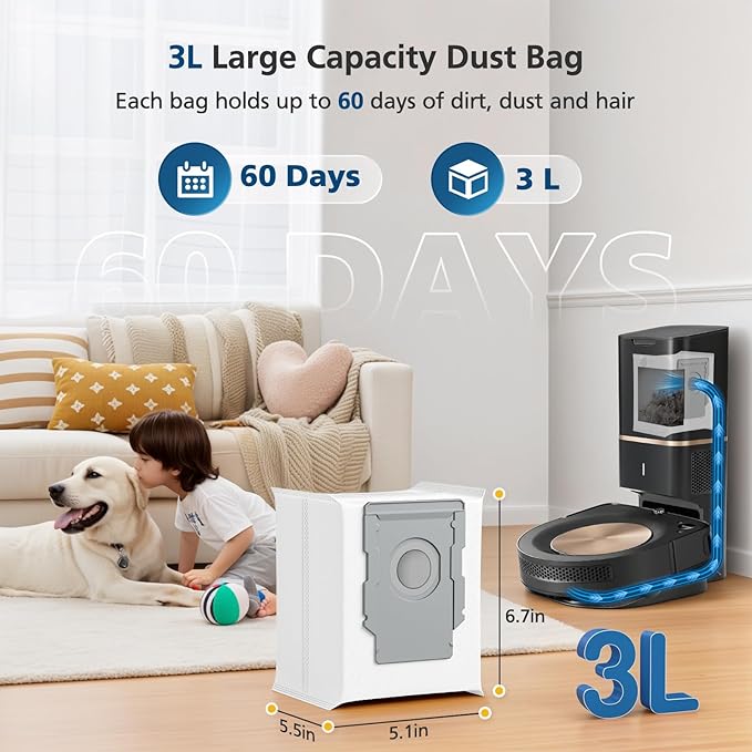 8 Pack Vacuum Bags for irobot Roomba i7, i7+, i8, i8+, i3, i3+, i4, i4+, i5, i5+ i6, i6+, j5, j5+, j6, j6+, j7, j7+, j8, j8+, j9, j9+, s9, s9+, Replacement for i & s & j Series Dirt Disposal