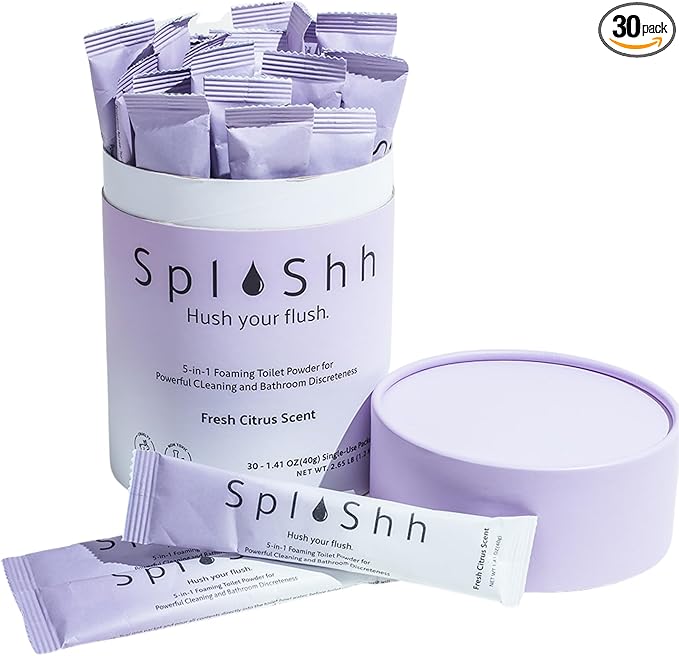 SplaShh 5 in 1 Toilet Bowl Cleaner, 30 Powder Packets, No Harsh Chemicals, Replaces Toilet Sprays, Toilet Pods, Toilet Tablets, Toilet Bowl Cleaner