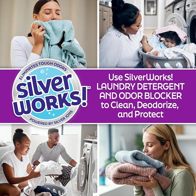 Powerful Odor Eliminating Laundry Detergent Liquid, Silver Ion Technology, Laundry Odor Eliminator For Clothes, Cleans, Deodorizes & Protects, 33 fl oz, 66 Loads, Free & Clear, Pack of 2