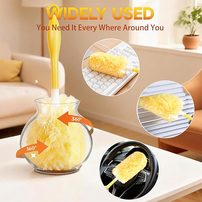 100 Count 360° Heavy Duty Duster Refills Compatible with Swiffer, Larger Size-Extra Thick Electrostatic Disposable dusters Refill for Electronics, Furniture, Blinds, Ceiling Fans, Unscented