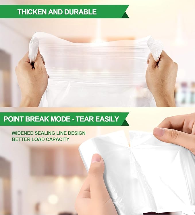 FORID Small Clear Trash Bags 1.2 Gallon Tiny Garbage Bags, 330 Count Wastebasket Bin Liners for Bathroom Bedroom Office Garbage Can 5 Liters - Durable & Thick Trash Bag