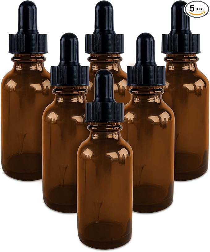 Super Z Outlet 1oz Glass Bottles with Glass Eye Dropper Dispenser for Essential Oils, Kitchen Tools, Chemistry Lab Chemicals, Colognes & Perfumes (6 Pack) (Cobalt Blue) (Brown)