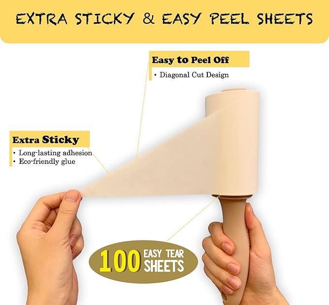 HapChron Lint Rollers Extra Sticky for Pet Hair [800 Sheets/4 Handles], Lint Remover Go Beyond Animal Fur, Dust and Other Dirt, Dog & Cat Hair Remover Rollers for Clothes, Furniture, Carpet, Car