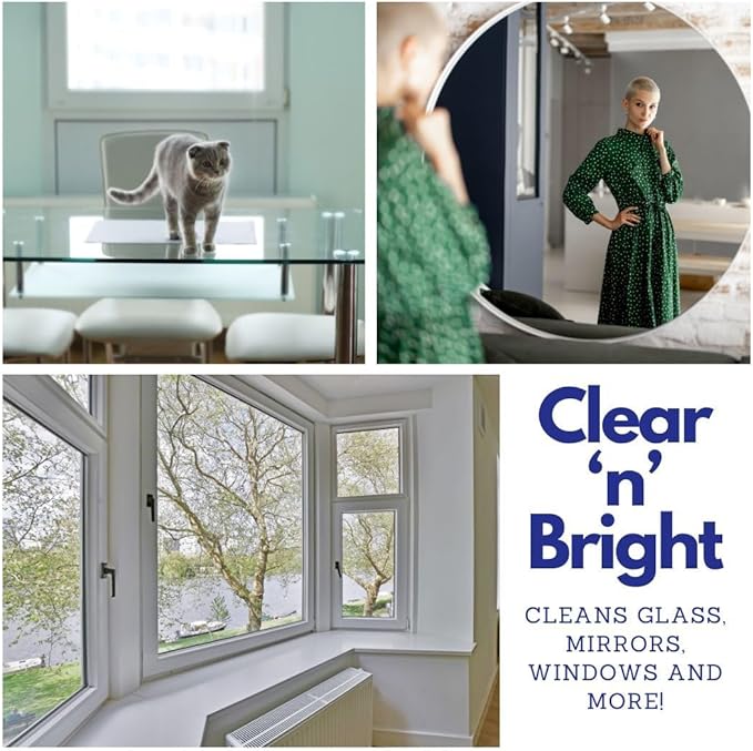 Hygea Natural Clear 'n' Bright - Non-Toxic Glass Cleaner Spray - Streak-Free & Ammonia-Free Window Cleaning - Window & Mirror Cleaning Supplies - Safe & Fast (3 Pack, 24oz Spray)