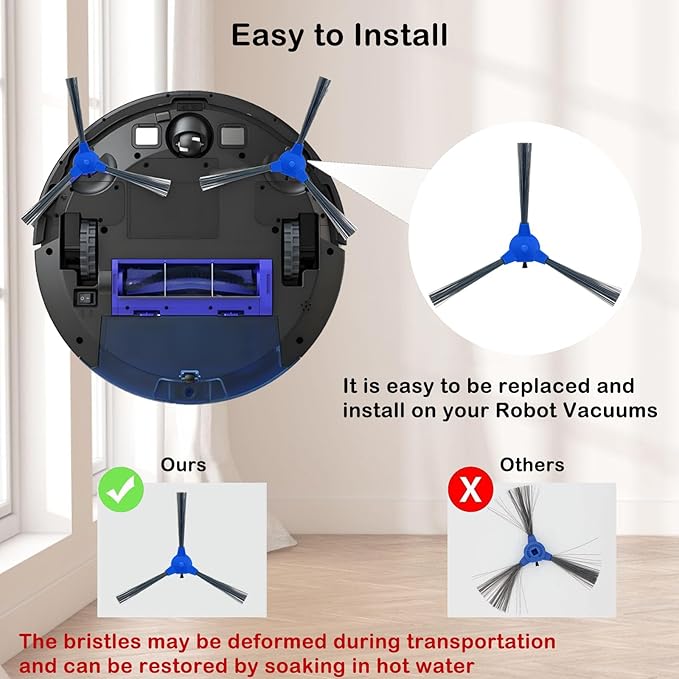 Replacement Parts Accessories Kit for eufy robovac 11S, 12, 15T, 15C, 25C, 30, 30C, 35C Slim Carpet Robotic Vacuum, 1 Roller Brush, 4 Filters, 4 Side Brushes, 1 Pre Filter, 1 Cleaning Brush