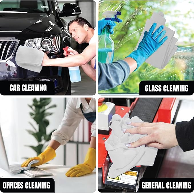Premium White Huck Towels – (12 Pack) 15 x 30 inches 100% Cotton Bulk Towel for General Cleaning, Auto Shop, and Hospital Use, Super Absorbent, Machine Washable Cloth