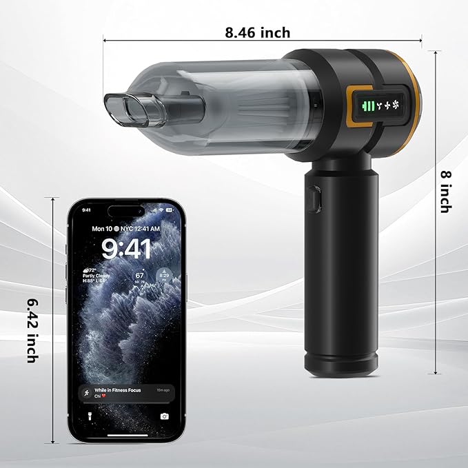HRYCF Car Vacuum with LED Digital Display,20000PA Advanced Clean Cordless Handheld Vacuum, 4-in-1 High Power Portable Rechargeable Vacuum Cleaner with Brushless Motor