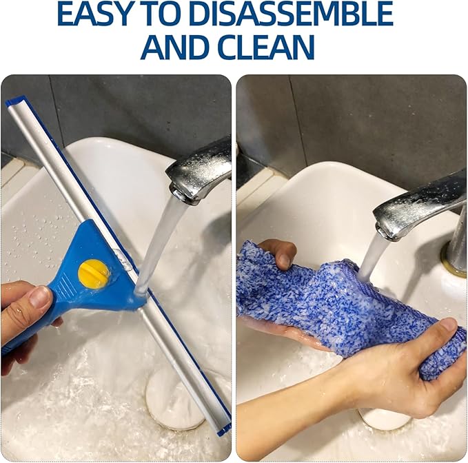 MRDARENSU Professional Window Cleaning kit, 2-in-1 Window Squeegee with 78" Extension Poles, Suitable for Indoor & Outdoor Windows, High Glass, High Windows, Multi-Purpose Car Windshield Cleaning