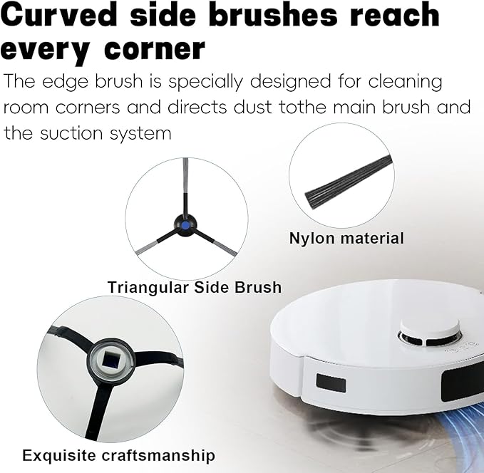 Replacement for ECOVACS DEEBOT N20 Pro Plus, N20 Plus, for Yeedi C12 Pro Plus, C12 Vacuum Cleaner, 2 Main Brush, 4 Filters, 6 Mop Pads, 6 Side Brushes, N20 Plus Accessories Kit
