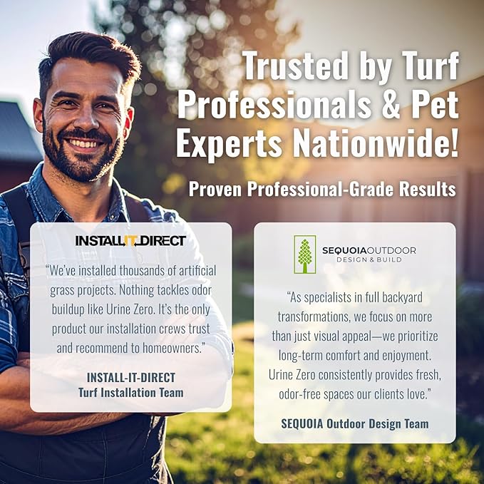 Urine Zero Pet Odor Eliminator Spray - Bio-Enzyme Cleaner for Dog & Cat Urine | Instantly Removes Odors on Artificial Grass, Carpet, Rugs & Tile | Pet & Kid Safe, 32 oz Ready-to-Use