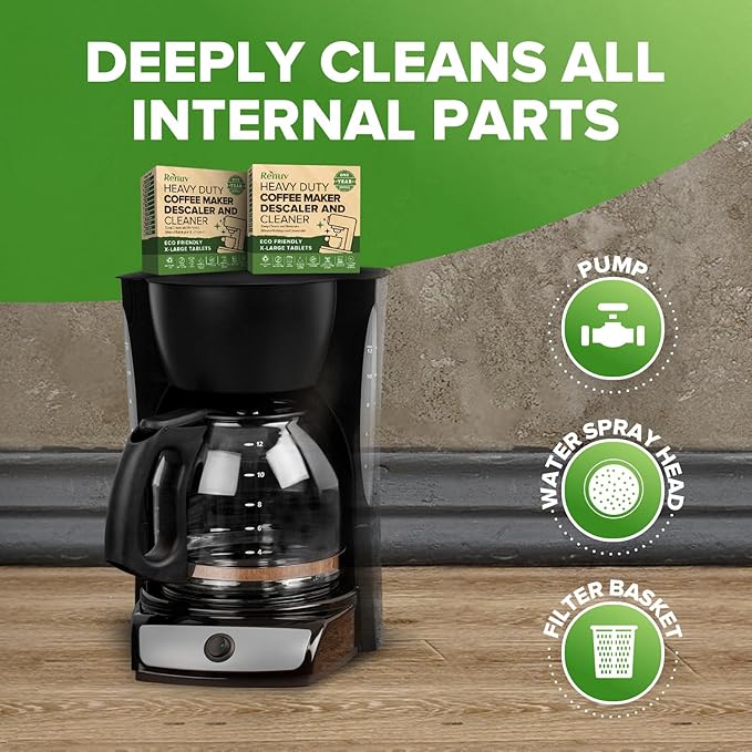 Renuv Dishwasher Cleaner + Coffee Maker Cleaner Bundle - Heavy Duty Kitchen Appliance Deep Cleaning, Descaling, (12 Tablets of each)