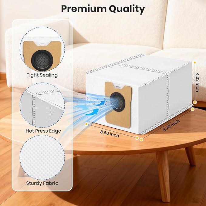20 Pack Dust Bags for Eufy Omni C20, C10 Robot Vacuum Cleaners, 3.6L Large Capacity Replacement Accessories with 4-Layer Odorproof & Leakproof Fabric