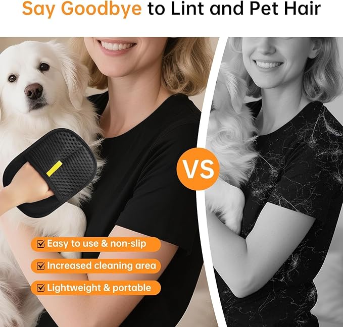 2 Pcs Pet Hair Removal Gloves Brush, Reusable Cat Dog Electrostatic Hair Remover Grooming Glove Tool