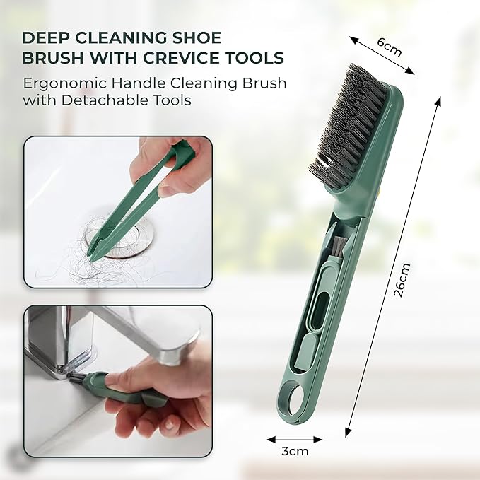 Household Cleaning Brush, Multi-Purpose, Combination of Dense & Soft Bristles with Added Straight Brush,Twizer, as Well as Dispnesing Unit for Deep Cleaning Kitchen, Bathroom, Tight Spaces.