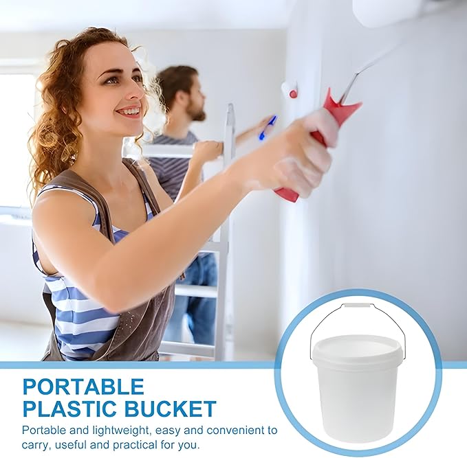 ATERET 2 Gallon White Bucket & Lid - All Purpose Pail with Lids - Food Grade - Made in USA - BPA Free Plastic (6 Pack)