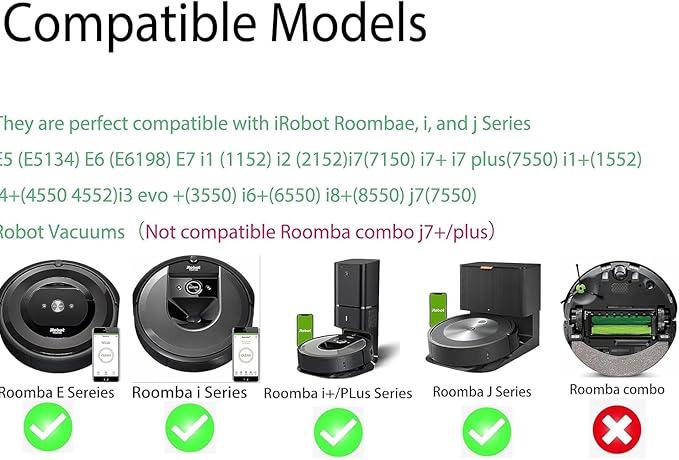 JoyBros Parts Accessories for iRobot Roomba evo i1 i2/+i3 i3+ i4 i5 i6 i6+ i7 i7+ i8 i8+/Plus E5 E6 E7 J5 J6 J7 I,E &J Series :Roller Brush,Side Brushes,HEPA Filter Caster Wheel Wheel
