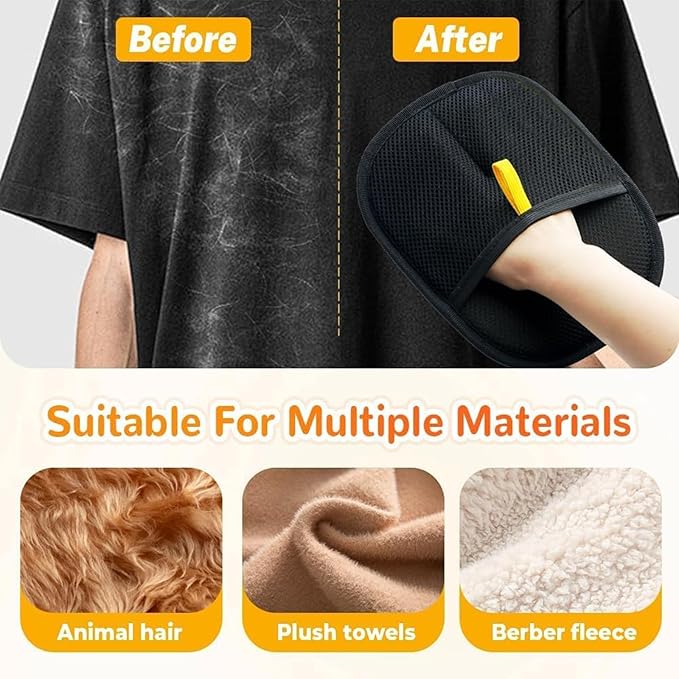 Pet Hair Remover Glove, Cat Grooming Gloves, Reusable Static Removal Glove for Pet Hair, Versatile Dog Grooming Gloves for Couch, Furniture, Carpet, Car Seat (2PCS)