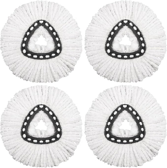 4 Pack Mop Replacement Heads Compatible with O Ceda Mop Replace Head EasyWrin Spin Mop Heads Replacements, Microfiber Mop Refills, Easy Cleaning Mop Head Replacement - 4 Pack White(1-Tank System)