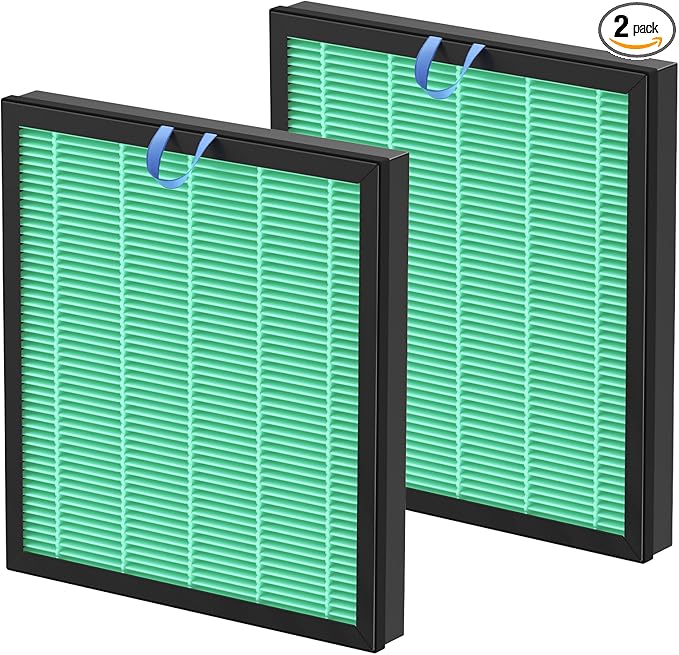 2 Pack Vital 100S Toxin Absorber Replacement Filter for LEVOIT Vital 100S Air Purifier, 3-in-1 Vital 100S Hepa Filter and High-Efficiency Activated Carbon Filter, Replace Part #Vital 100S-RF-TX, Green