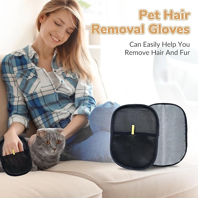 TZKGZP Pet Hair Removal Gloves, Electrostatic Pet Hair Grooming Gloves for Dog & Cat, Reusable for Carpet, Clothing,Furniture,Clothing, Couch,Bed,Curtain-4 PCS