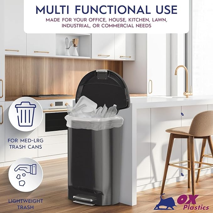 45-50 Gallon Trash Bags - (22 Microns) High Density 43"x48", 150 Count Unscented Trash Can Liners - Multipurpose Clear Garbage Bags for Bathroom, Kitchen or Office Wastebaskets Made in USA