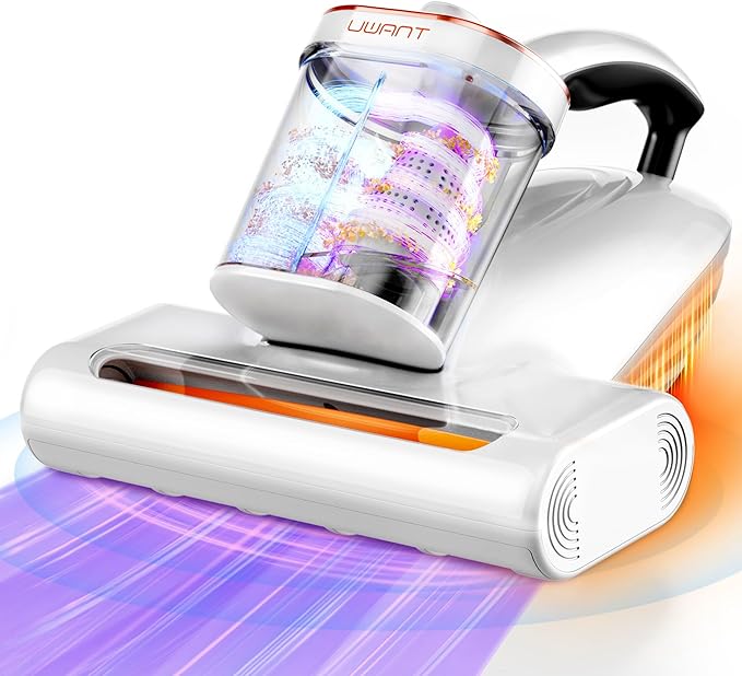 uwant Mattress Vacuum 450W 16Kpa 36000RPM/MIN Bed Vacuum with 149℉ Heating &Ultrasonic, Dual Dust Cup, Smart Display Screen Mattress Vacuums for Skin Health