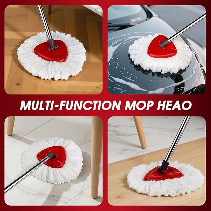 4 Pack Spin Mop Refills Head, Mop Heads Replacement for Spin Mop, Washable Microfiber Mop Replace Head Spin Mop, 360°Spinning Micro Replacement Mop Head for Easy House Cleaning Floor Mopping