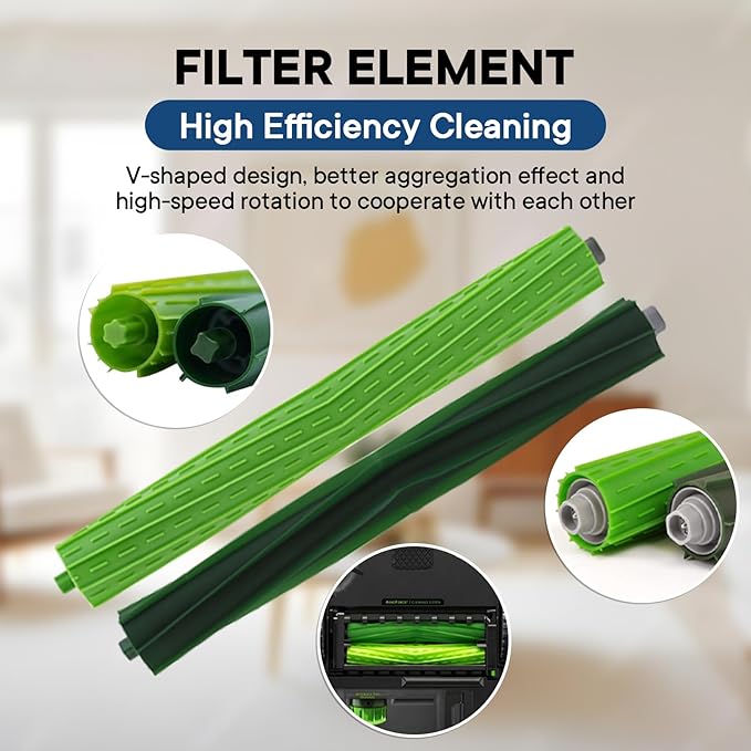 Chrostion Replacement Parts Kit Compatible with iRobot Roomba s9 (9150) s9+ s9 Plus (9550) s Series Vacuum Cleaner, 1 Set of Multi-Surface Rubber Brush,4 Side Brushes,4 Filters,4 Dust Bags