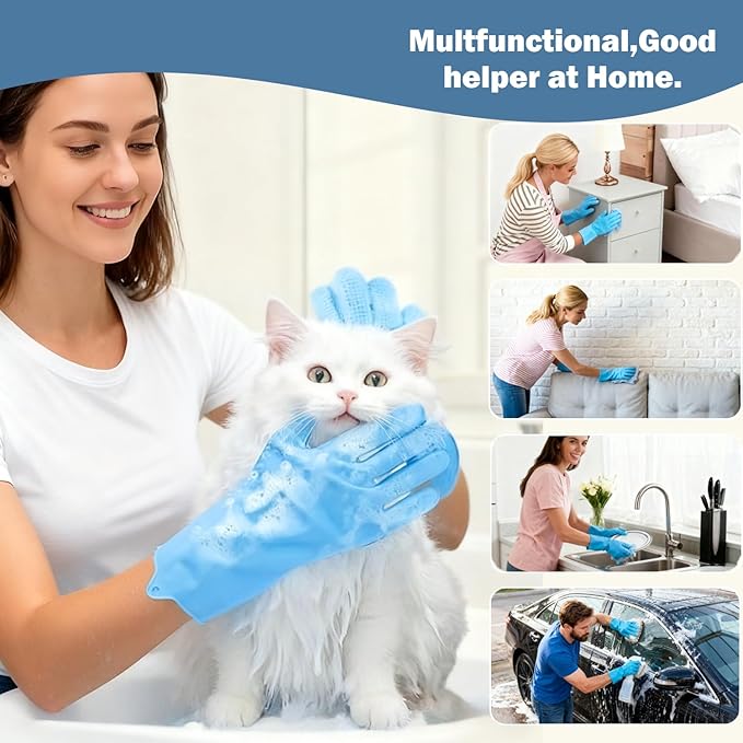Anazzly pte Grooming Gloves: Bite-Resistant Pet Bathing Glove with Anti-Slip Particles, Wet and Dry use, Safe for All Ages. Great as Dog Brush Glove and Cat Gloves for Grooming