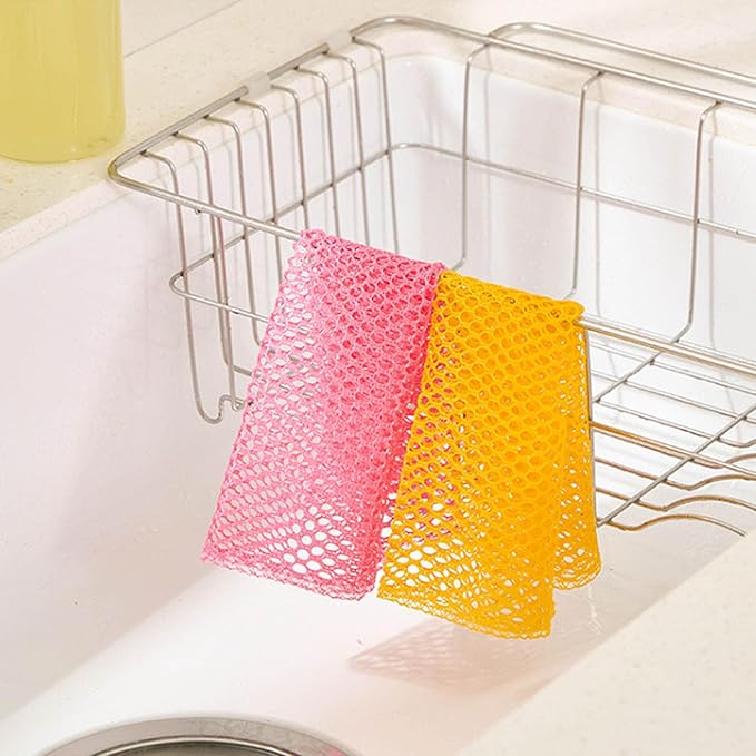 Dish Washing Net Scrubber 20pcs/ Innovative Mesh Cloth, Quick Dry - No More Sponges with Smell / 11.5 by 11.5 inches/Advanced Raw Material-Polypropylene 100% (pink10 yellow10)