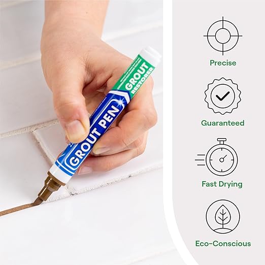 Grout Pen Brown Tile Paint Marker: Waterproof Grout Paint, Tile Grout Colorant and Sealer Pen - Brown, Narrow 5mm Tip (7mL)