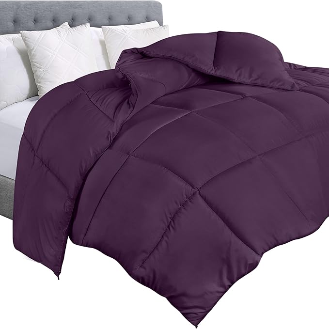 Utopia Bedding Comforter Duvet Insert, Quilted Comforter with Corner Tabs, Box Stitched Down Alternative Comforters Queen Size (Plum)
