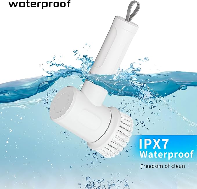 Electric Spin-Power Scrubber,Cordless Brush for Kitchen, IPX7 Waterproof Dish Washing Scrubber Brush Multi-use Electric Handheld Brush for Bathroom,Sink,Bathtub,ect